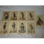 Nine original 1869 unframed spy prints - mainly Statesmen