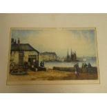 A coloured etching of St Ives signed in pencil E Sharland,