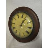 A 19th Century Black Forest wall clock with painted circular dial in mahogany case (af)