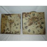 Two various 19th Century longcase clock movements with square painted dials,