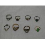 A selection of various dress rings including 9ct gold mounted dress ring (af),