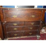 A Victorian mahogany secretaire base from a secretaire bookcase with numerous pigeon-holes and
