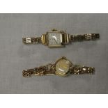 A ladies 9ct gold wristwatch by Baume with 9ct gold strap and a ladies 9ct gold wristwatch by