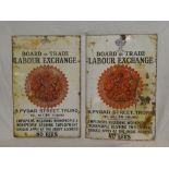 A Pair of Edward VII Board of Trade Labour Exchange enamelled rectangular signs, originally from 9,