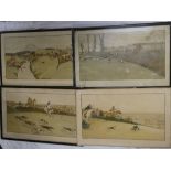 Four coloured hunting prints "The Cottesbrook Hunt" after Cecil Aldin - "The Brook/Nearing the