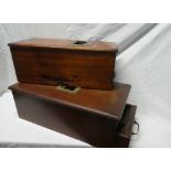 Two old brass mounted mahogany single drawer tills