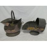 Two various Victorian copper coal helmets