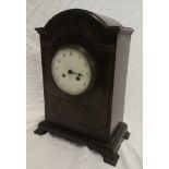 A good quality mantel clock by Maple & Co Paris and London with enamelled circular dial in mahogany