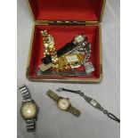 A selection of various ladies and gents wristwatches including ladies silver cocktail watch,