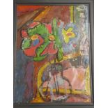 George Hooper - oil on board Abstract study of flowers in a vase, signed with initials,