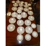 A Royal Worcester "Royal Garden" part tea and dinner set comprising fifteen dinner plates,