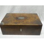 A Victorian mahogany rectangular writing slope with fitted interior (af)