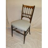 A Victorian burr walnut and ebonised occasional chair with fine spindle back and upholstered seat