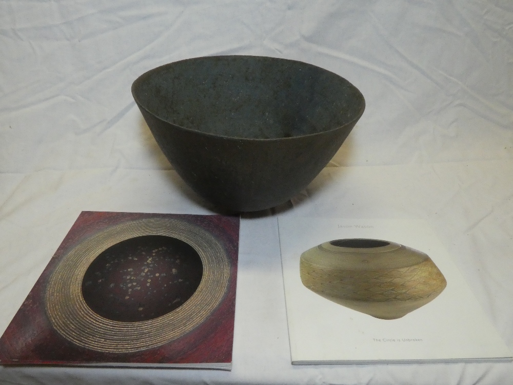 A Studio pottery oxidised circular tapered bowl marked "JW", probably for Jason Wason,