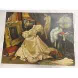 J**P** Longman - oil on canvas Interior scene with framed picture, bust and clothing, signed,