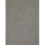 Margaret Stewart - pencil Male torso, signed with initials, labelled to verso,