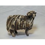 A modern Raku ceramic figure of a sheep,