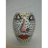 A Cornish Studio pottery vase with painted face decoration by Lincoln Kirby-Bell, Cornwall 2012,
