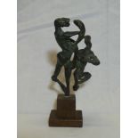 A modern bronze group of two males in the style of Michael Ayrton,