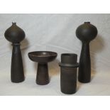 Two Studio pottery tapered spill vases by Margaret Way, 11" high (slight damage) ,