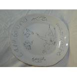 A Studio ceramic oval platter by Julian Dyson "Earthbound", signed and dated 22.5.