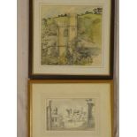 Chris Insoll - watercolours St Just-in-Roseland Church, signed,