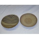 A Studio pottery circular bowl signed "MW", 8" diameter and one other Studio pottery oval bowl,