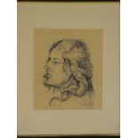 Jack Pender - pen and ink Portrait of Pat Fishwick reclining and one other similar bust portrait,