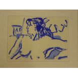 Tim Newman - gouache on paper "Blue Valene", signed, inscribed to verso,