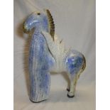 A large Cornish art pottery figure of a winged horse by Michael Cowmeadow Penzance,