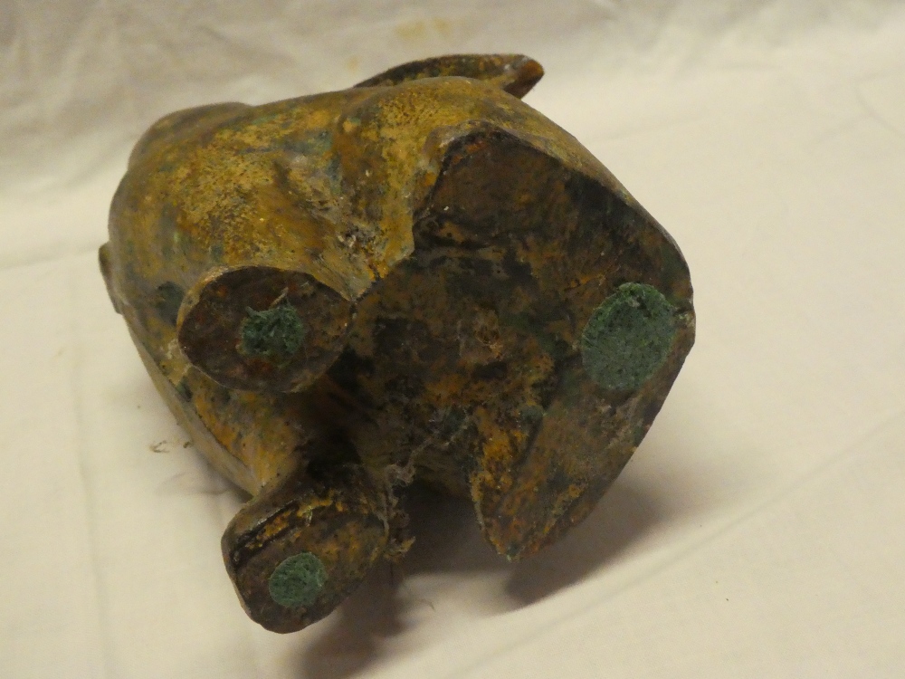 An unusual bronzed metal figure of a seated rabbit, - Image 2 of 2