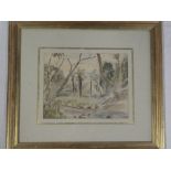 Artist unknown - watercolour River scene indistinctly signed,