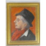 Philip Whichelo - oil on board Bust portrait of Quentin Crisp, labelled to verso,