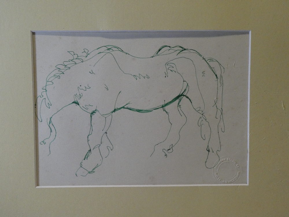 Robert Lenkiewicz - pen Study of a horse bearing the R Lenkiewicz Studio stamp,