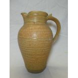 A Barry Huggett Truro Pottery tapered jug with loop handle, signed,