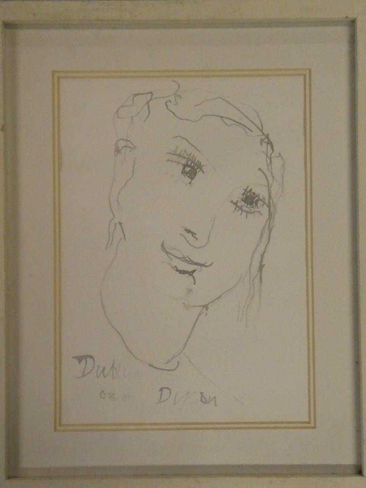 Julian Dyson - watercolour Bust portrait "Dublin", signed, inscribed and dated '00,