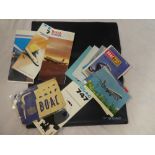 An original BOAC plastic folder case together with 747 leaflets, four BOAC gummed labels, postcards,
