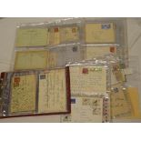 A folder of over 50 items of various postal history including postal cards, covers,