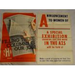 An original unused Second War poster "Announcement to Women of a Special Exhibition showing Life