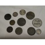 A selection of various old coins together with medallions,