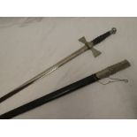 A court-style sword by Wilkinson Sword Ltd England in leather scabbard