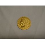 An American 1911 "S" gold Indian head San Francisco mint $5 piece