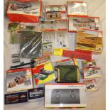 Hornby OO gauge - a selection of various railway items including numerous mint and boxed buildings