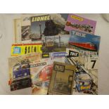 A selection of model railway catalogues including 1960s Marklin, 1976 Playcraft, 1947 Lionel,