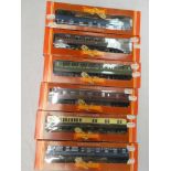 Hornby OO gauge - six various boxed coaches