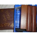 A selection of empty stamp albums, folders, stock cards,