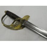 A 19th Century Portuguese sword with 27" single edged blade engraved "Portugal" brass pierced guard
