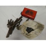 A selection of various muzzle loading steel wad cutters, lead shot, .