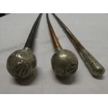 Three Duke of Cornwall's Light Infantry military swagger sticks with nickel plated tops