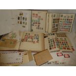 A box containing various albums of mixed World stamps together with covers,